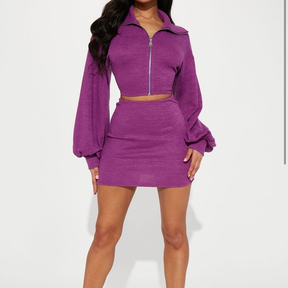 Fashion Nova Dresses & Skirts - FN- New Set- Blouse & Skirt- Size Large- New- Purple